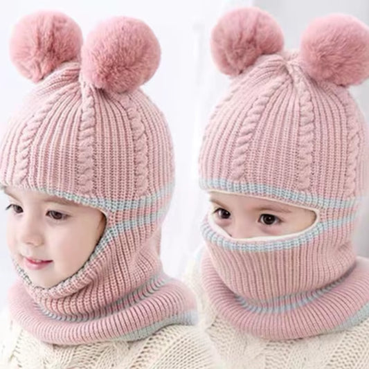 2-5 Years Baby Hats Scarf One-Piece Baby Hat Winter Protection Ears Hats Warm Acrylic for Boys and Girls Infant Toddler Bonnet