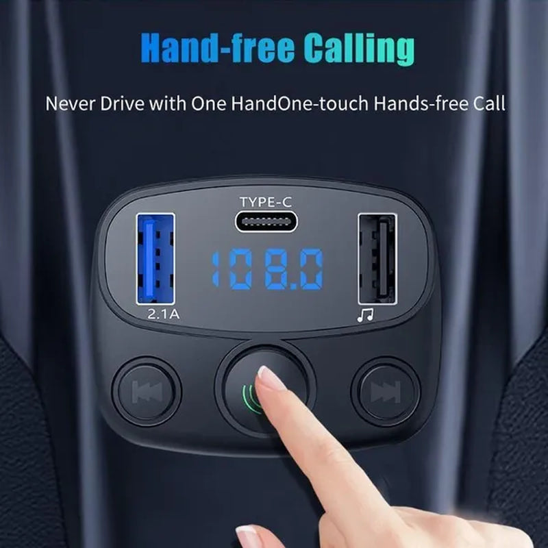 1Pc Car Bluetooth 5.0 FM Transmitter Wireless Bluetooth Adapter MP3 Player Handsfree Call Type-C USB Car Fast Charger