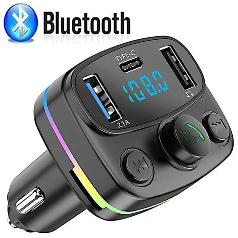 1Pc Car Bluetooth 5.0 FM Transmitter Wireless Bluetooth Adapter MP3 Player Handsfree Call Type-C USB Car Fast Charger